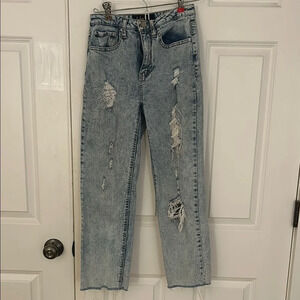 Indigo Rein Distressed Light Blue Jeans size 00 ripped